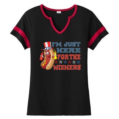 Im Just Here For The Wieners Sausage Ladies Halftime Notch Neck Tee