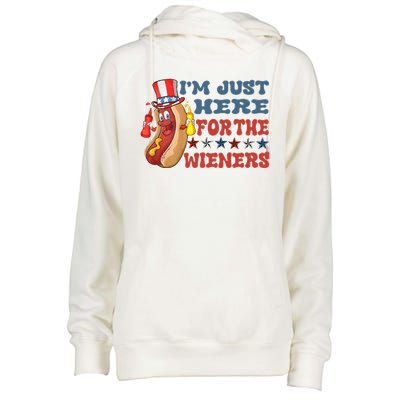 Im Just Here For The Wieners Sausage Womens Funnel Neck Pullover Hood