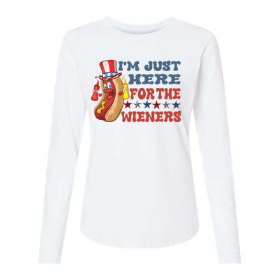 Im Just Here For The Wieners Sausage Womens Cotton Relaxed Long Sleeve T-Shirt