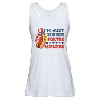 Im Just Here For The Wieners Sausage Ladies Essential Flowy Tank