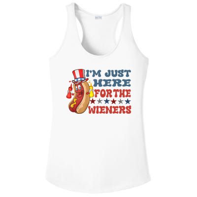 Im Just Here For The Wieners Sausage Ladies PosiCharge Competitor Racerback Tank