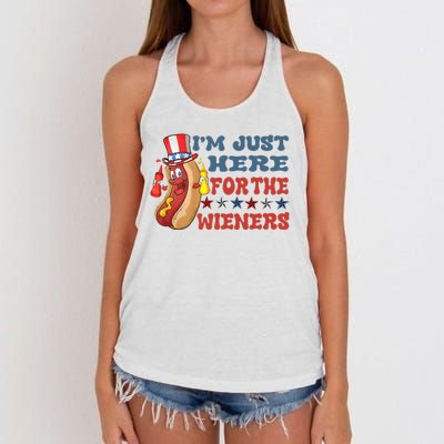 Im Just Here For The Wieners Sausage Women's Knotted Racerback Tank