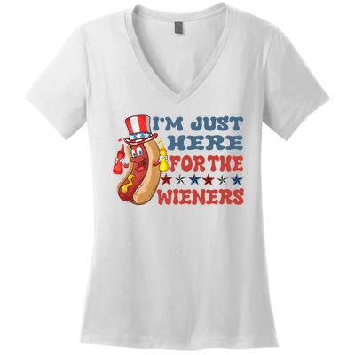 Im Just Here For The Wieners Sausage Women's V-Neck T-Shirt