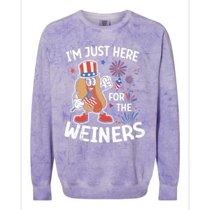 IM Just Here For The Weiners Funny Usa 4th Of July Colorblast Crewneck Sweatshirt