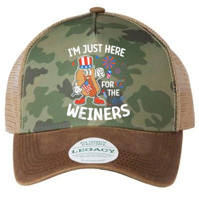 IM Just Here For The Weiners Funny Usa 4th Of July Legacy Tie Dye Trucker Hat