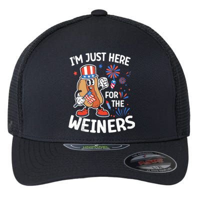 IM Just Here For The Weiners Funny Usa 4th Of July Flexfit Unipanel Trucker Cap