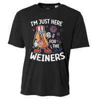 IM Just Here For The Weiners Funny Usa 4th Of July Cooling Performance Crew T-Shirt