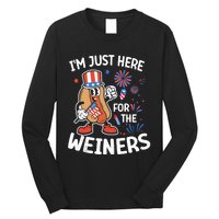 IM Just Here For The Weiners Funny Usa 4th Of July Long Sleeve Shirt