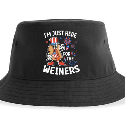 IM Just Here For The Weiners Funny Usa 4th Of July Sustainable Bucket Hat