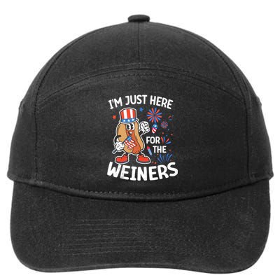 IM Just Here For The Weiners Funny Usa 4th Of July 7-Panel Snapback Hat