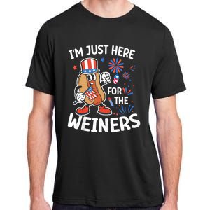 IM Just Here For The Weiners Funny Usa 4th Of July Adult ChromaSoft Performance T-Shirt