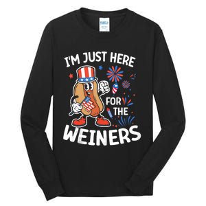 IM Just Here For The Weiners Funny Usa 4th Of July Tall Long Sleeve T-Shirt