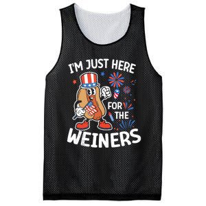 IM Just Here For The Weiners Funny Usa 4th Of July Mesh Reversible Basketball Jersey Tank