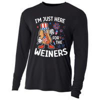 IM Just Here For The Weiners Funny Usa 4th Of July Cooling Performance Long Sleeve Crew