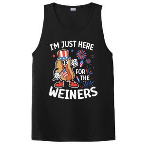 IM Just Here For The Weiners Funny Usa 4th Of July PosiCharge Competitor Tank