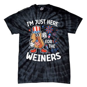 IM Just Here For The Weiners Funny Usa 4th Of July Tie-Dye T-Shirt