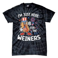 IM Just Here For The Weiners Funny Usa 4th Of July Tie-Dye T-Shirt