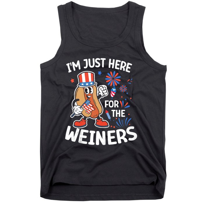 IM Just Here For The Weiners Funny Usa 4th Of July Tank Top