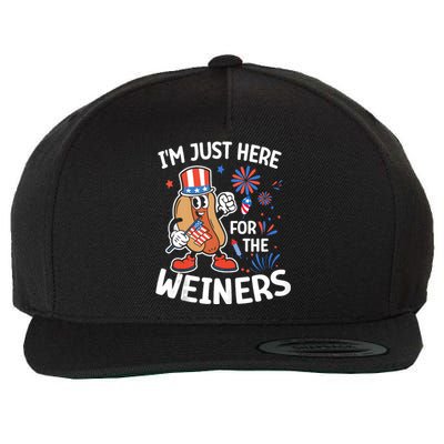 IM Just Here For The Weiners Funny Usa 4th Of July Wool Snapback Cap