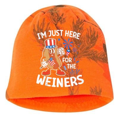 IM Just Here For The Weiners Funny Usa 4th Of July Kati - Camo Knit Beanie