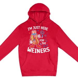 IM Just Here For The Weiners Funny Usa 4th Of July Premium Pullover Hoodie