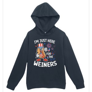 IM Just Here For The Weiners Funny Usa 4th Of July Urban Pullover Hoodie