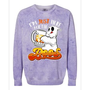 IM Just Here For The Boos Funny Halloween Ghost Colorblast Crewneck Sweatshirt