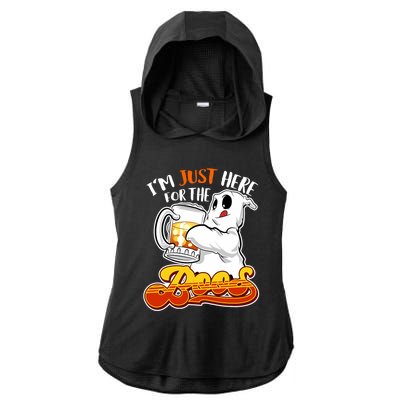 IM Just Here For The Boos Funny Halloween Ghost Ladies PosiCharge Tri-Blend Wicking Draft Hoodie Tank