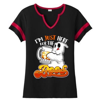 IM Just Here For The Boos Funny Halloween Ghost Ladies Halftime Notch Neck Tee