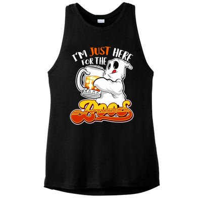 IM Just Here For The Boos Funny Halloween Ghost Ladies PosiCharge Tri-Blend Wicking Tank