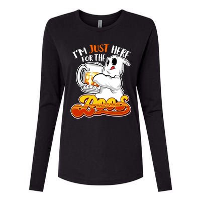 IM Just Here For The Boos Funny Halloween Ghost Womens Cotton Relaxed Long Sleeve T-Shirt