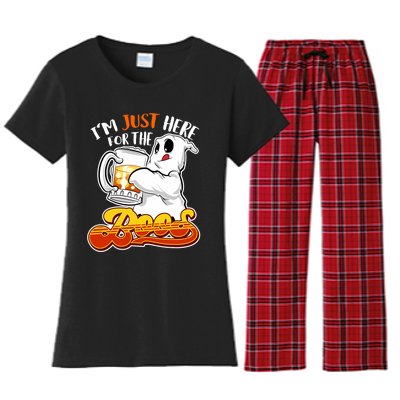 IM Just Here For The Boos Funny Halloween Ghost Women's Flannel Pajama Set