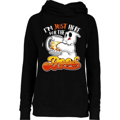 IM Just Here For The Boos Funny Halloween Ghost Womens Funnel Neck Pullover Hood