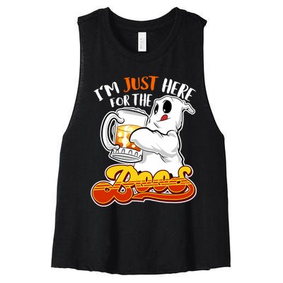 IM Just Here For The Boos Funny Halloween Ghost Women's Racerback Cropped Tank