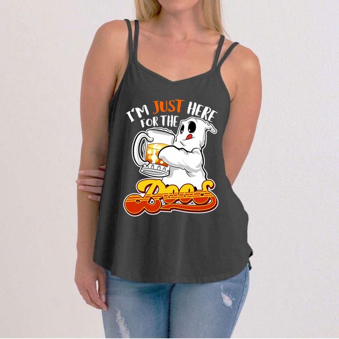 IM Just Here For The Boos Funny Halloween Ghost Women's Strappy Tank