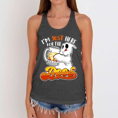 IM Just Here For The Boos Funny Halloween Ghost Women's Knotted Racerback Tank