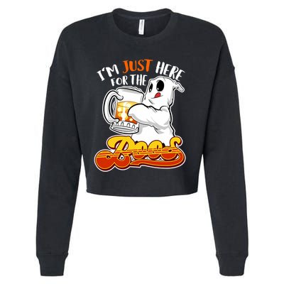 IM Just Here For The Boos Funny Halloween Ghost Cropped Pullover Crew