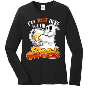 IM Just Here For The Boos Funny Halloween Ghost Ladies Long Sleeve Shirt