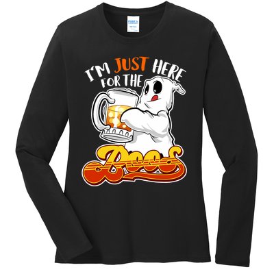 IM Just Here For The Boos Funny Halloween Ghost Ladies Long Sleeve Shirt