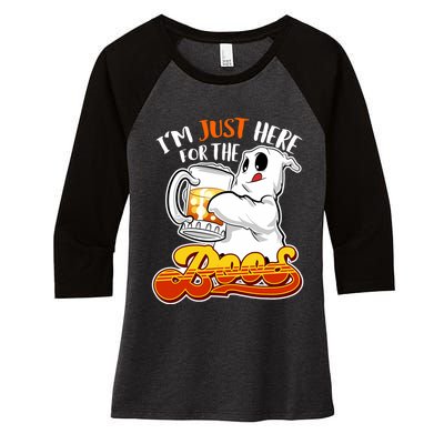 IM Just Here For The Boos Funny Halloween Ghost Women's Tri-Blend 3/4-Sleeve Raglan Shirt