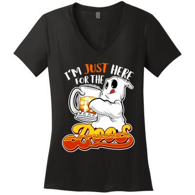 IM Just Here For The Boos Funny Halloween Ghost Women's V-Neck T-Shirt