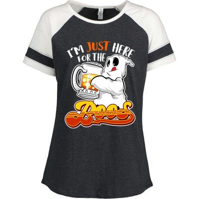 IM Just Here For The Boos Funny Halloween Ghost Enza Ladies Jersey Colorblock Tee