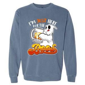 IM Just Here For The Boos Funny Halloween Ghost Garment-Dyed Sweatshirt