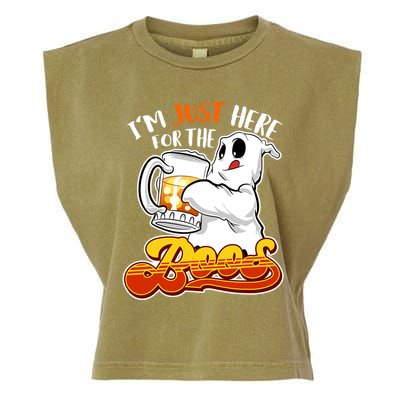 IM Just Here For The Boos Funny Halloween Ghost Garment-Dyed Women's Muscle Tee