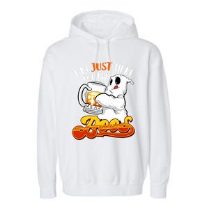 IM Just Here For The Boos Funny Halloween Ghost Garment-Dyed Fleece Hoodie