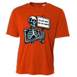 IM Just Here For The Candy Skeleton Spooky Season Halloween Cooling Performance Crew T-Shirt