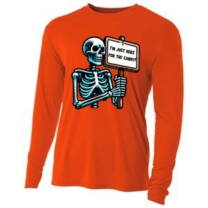 IM Just Here For The Candy Skeleton Spooky Season Halloween Cooling Performance Long Sleeve Crew