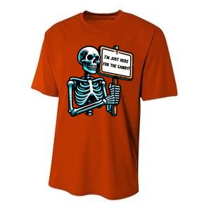 IM Just Here For The Candy Skeleton Spooky Season Halloween Performance Sprint T-Shirt