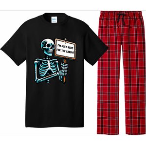 IM Just Here For The Candy Skeleton Spooky Season Halloween Pajama Set