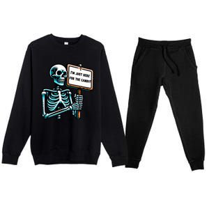 IM Just Here For The Candy Skeleton Spooky Season Halloween Premium Crewneck Sweatsuit Set